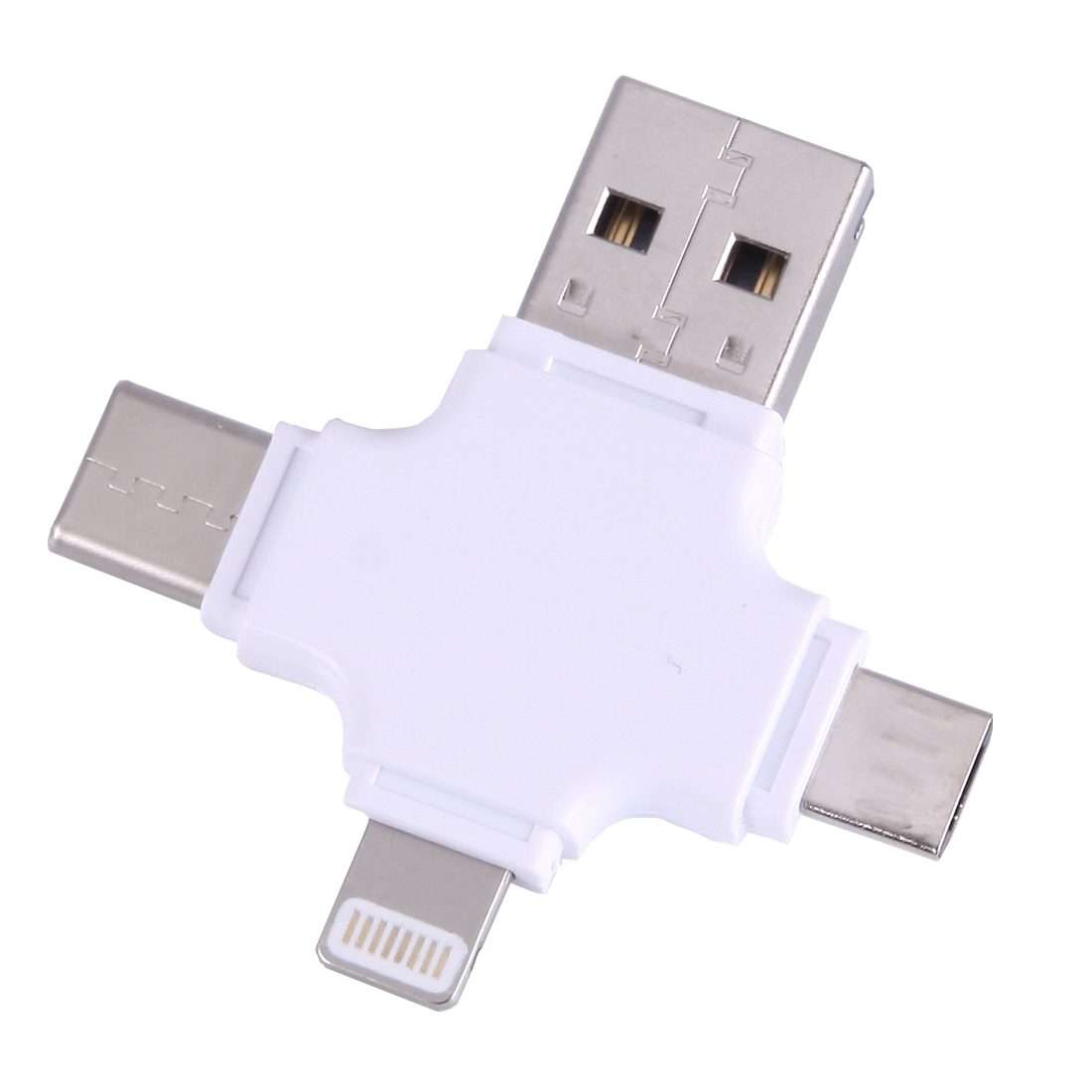 4 in 1 USB-C / Type-C & USB 2.0 & Micro USB & 8 Pin TF Card Reader for MacBook, PC, La ... (White)