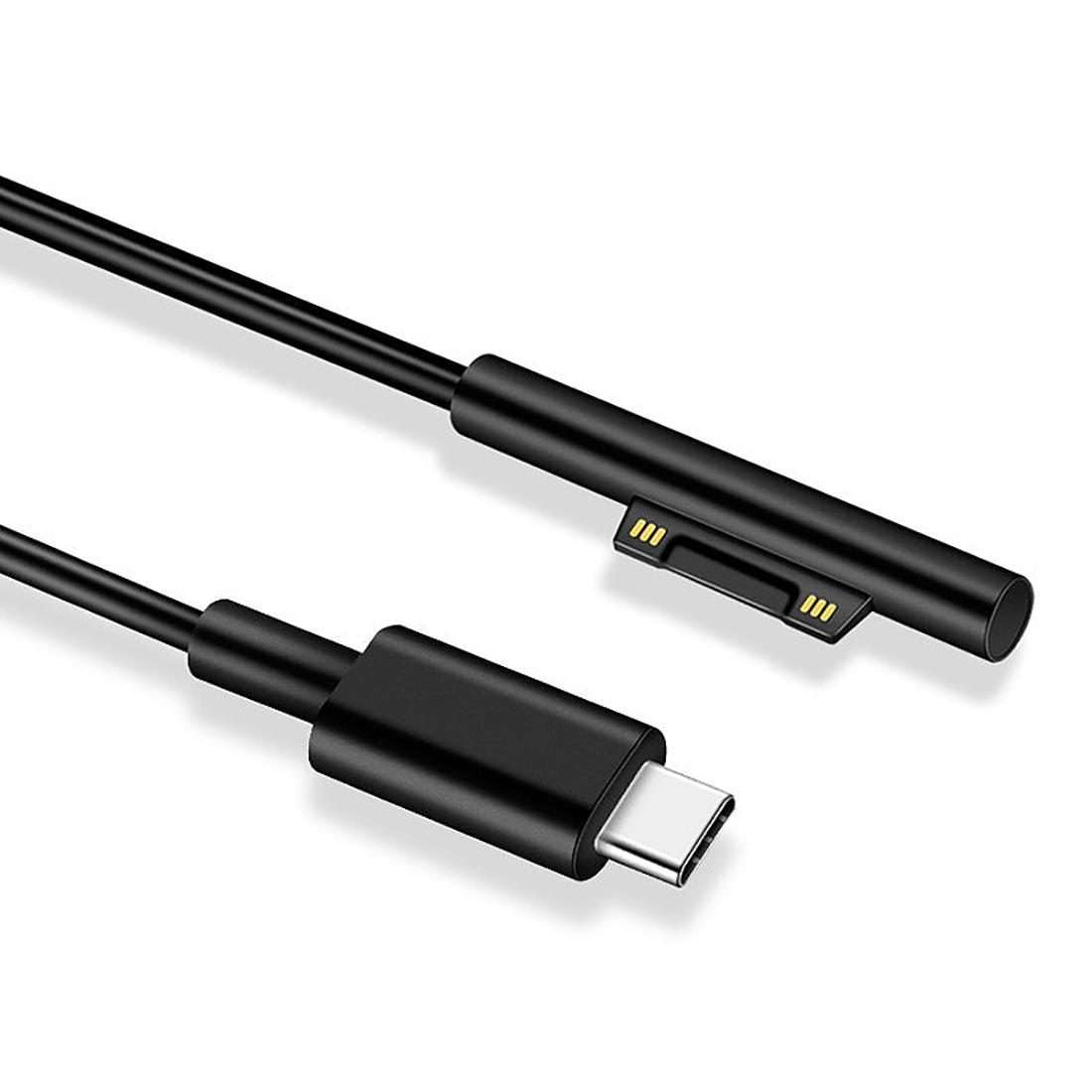 Surface Pro 7 / 6 / 5 to USB-C / Type-C Male Interfaces Power Adapter Charger Cable fo ... (Black)