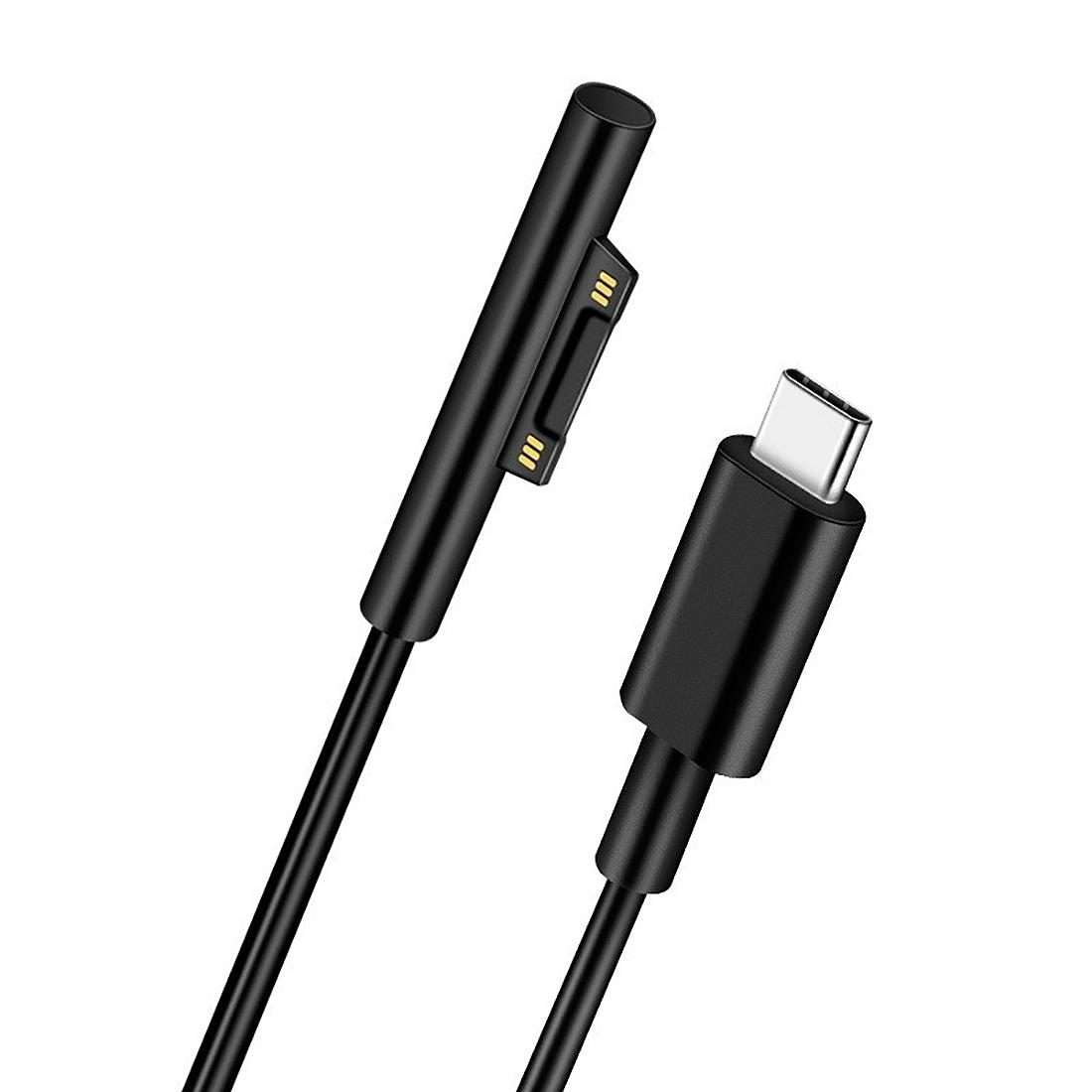 Surface Pro 7 / 6 / 5 to USB-C / Type-C Male Interfaces Power Adapter Charger Cable fo ... (Black)