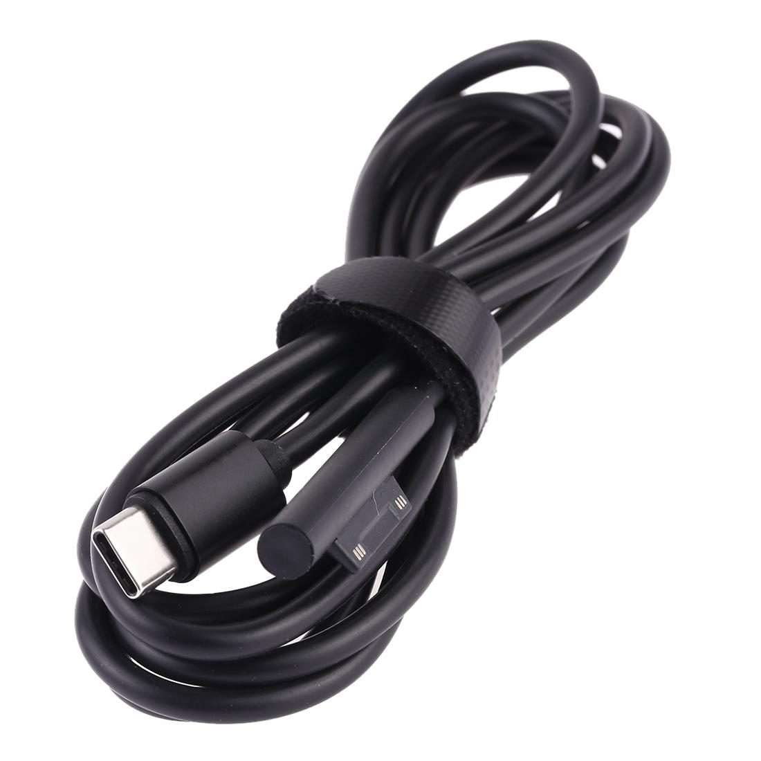 Surface Pro 7 / 6 / 5 to USB-C / Type-C Male Interfaces Power Adapter Charger Cable fo ... (Black)