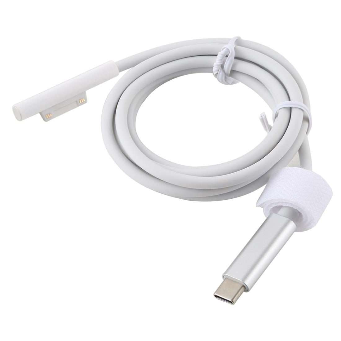 Surface Pro 7 / 6 / 5 to USB-C / Type-C Male Interfaces Power Adapter Charger Cable fo ... (White)