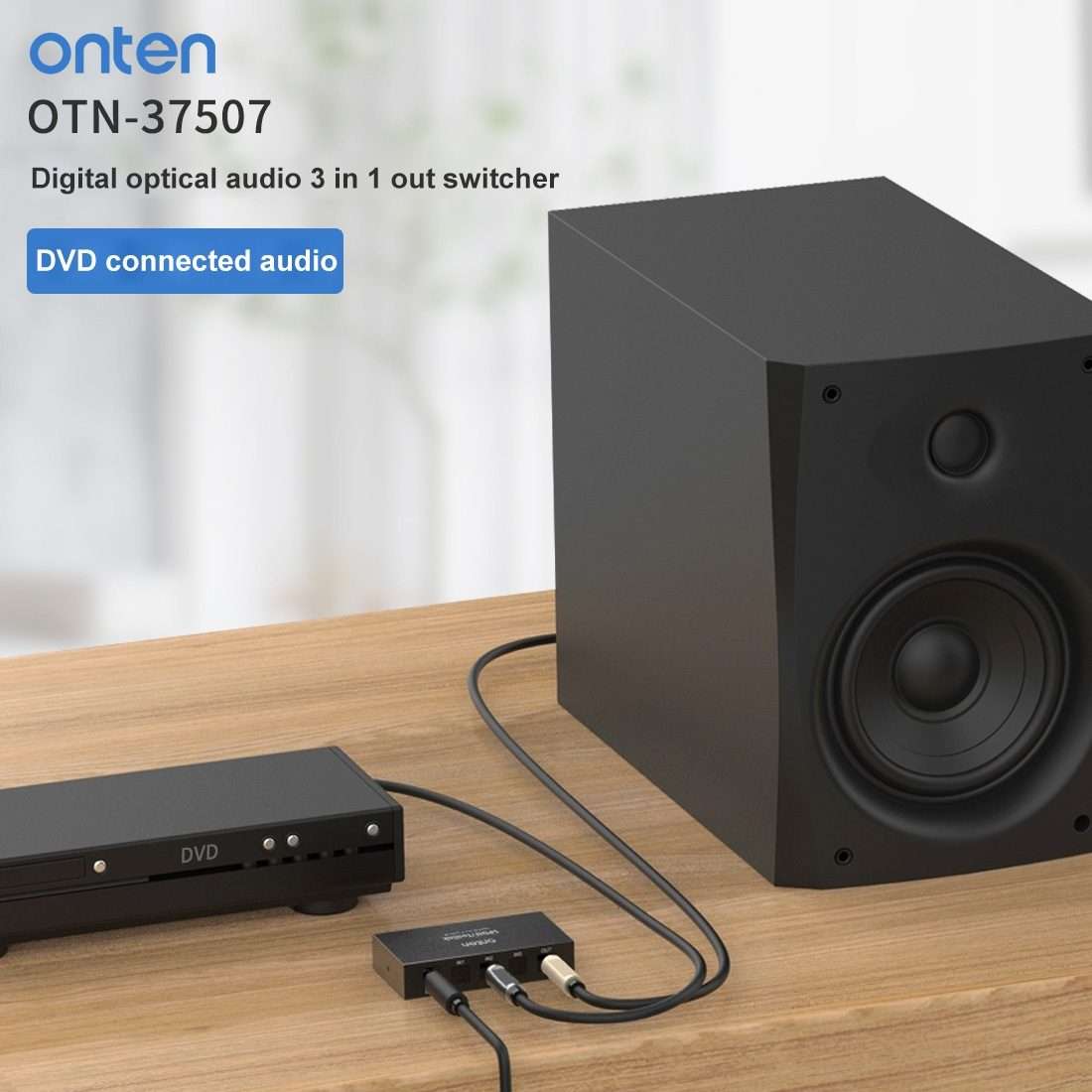 Onten 37507 Digital Optical Audio 3 In 1 Out Switcher Speaker Connector