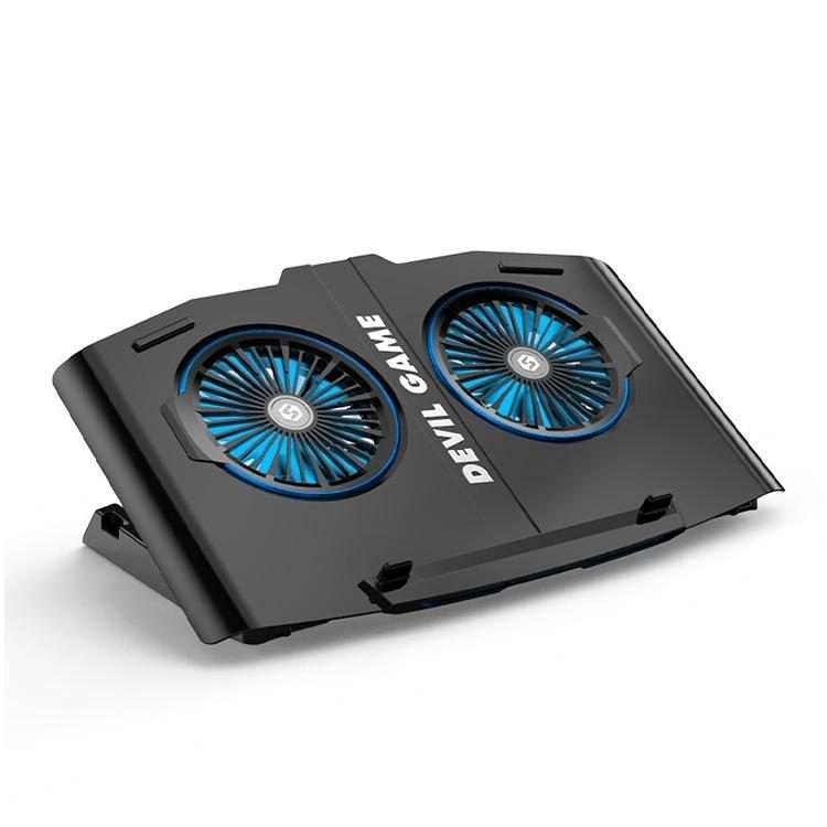 SH-009SR Mute Dual-fan Laptop Radiator Four-speed Adjustable Computer Base for La ... (Blue Light)