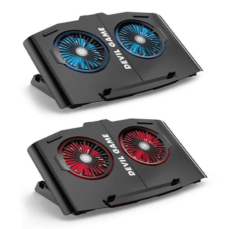SH-009SR Mute Dual-fan Laptop Radiator Four-speed Adjustable Computer Base for La ... (Blue Light)