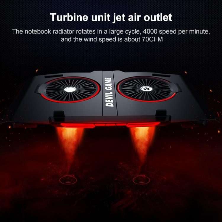 SH-009SR Mute Dual-fan Laptop Radiator Four-speed Adjustable Computer Base for La ... (Blue Light)