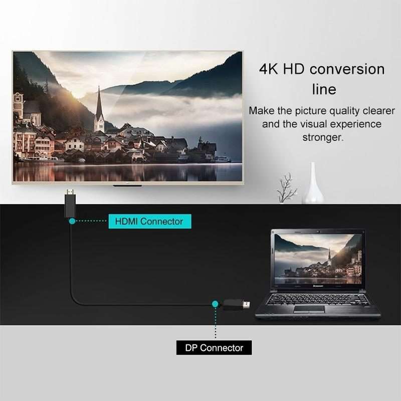 4K x 2K DP to HDMI Converter Cable, Cable Length: 1.8m(Black)