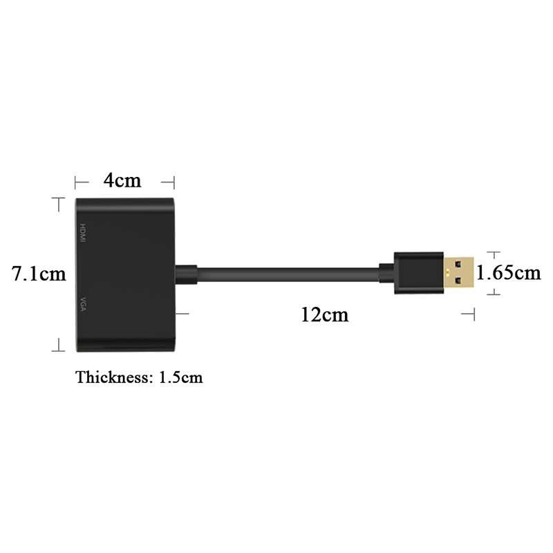 5201B 2 in 1 USB 3.0 to VGA + HDMI HD Video Converter (Black)
