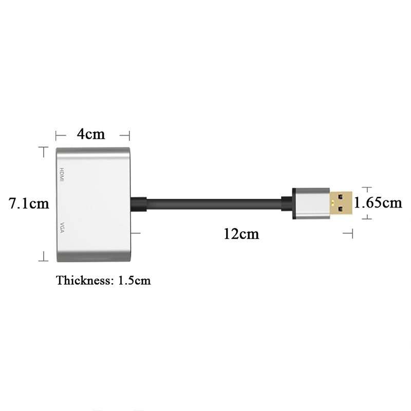 5201B 2 in 1 USB 3.0 to VGA + HDMI HD Video Converter (Silver)
