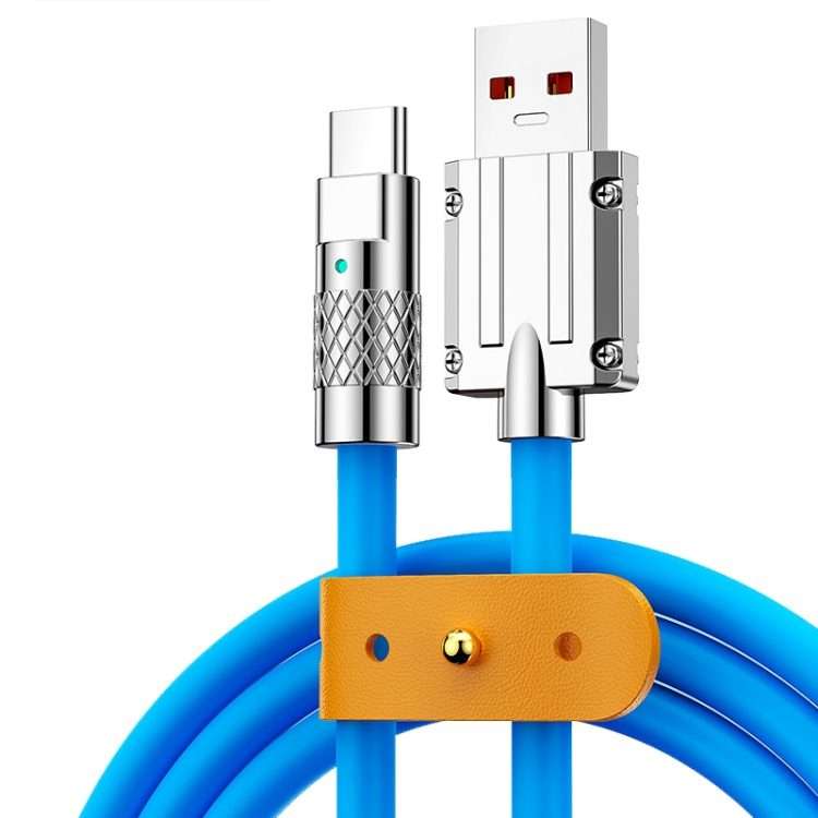 Mech Series 6A 120W USB to USB-C / Type-C Metal Plug Silicone Fast Charging Data Cable ... (Blue)