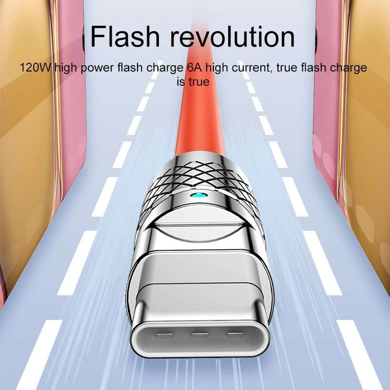 Mech Series 6A 120W USB to USB-C / Type-C Metal Plug Silicone Fast Charging Data Cable ... (Blue)