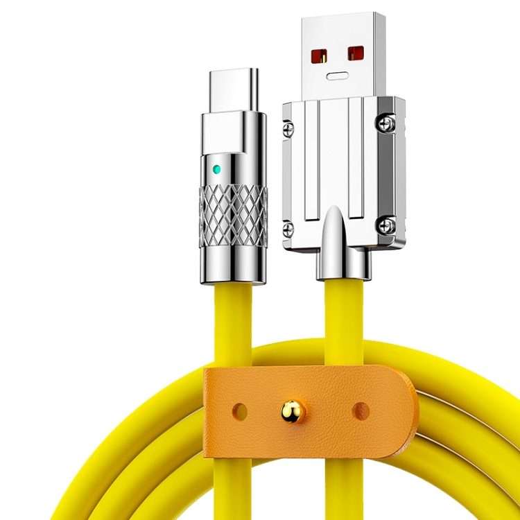 Mech Series 6A 120W USB to USB-C / Type-C Metal Plug Silicone Fast Charging Data Cabl ... (Yellow)