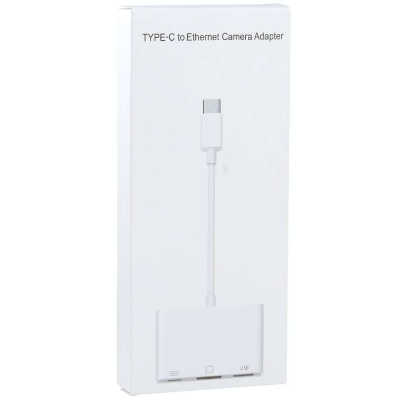 NK-107 TC 3 in 1 USB-C / Type-C Male to USB + Ethernet + Type-C Power Female Adapter