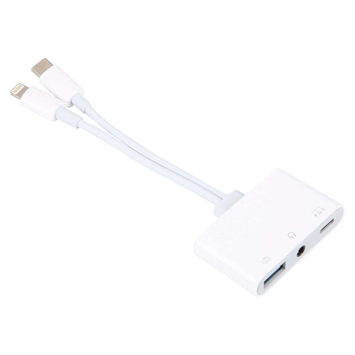 NK-109Pro USB-C/Type-C+8 Pin to USB+3.5mm+USB-C/Type-C Multifunctional Audio Adapter