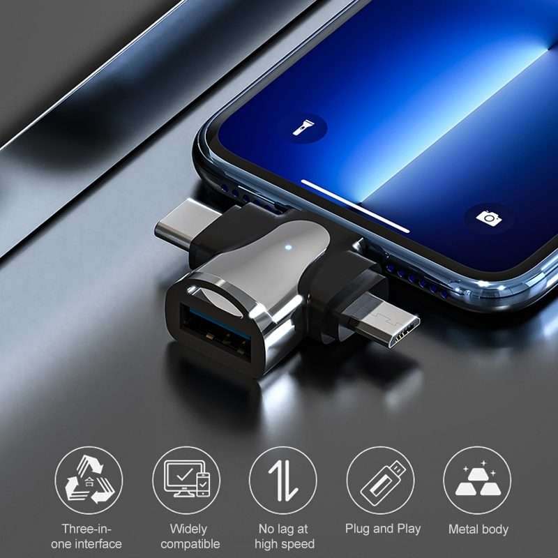 3 In 1 OTG Adapter (Gold)
