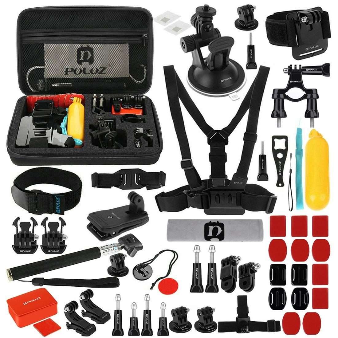 PULUZ 53 in 1 Accessories Total Ultimate Combo Kits with EVA Case (Chest Strap + Suction Cup Mount