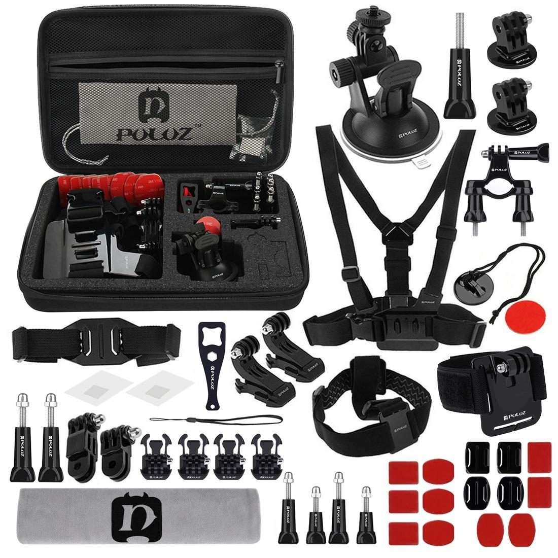 PULUZ 45 in 1 Accessories Ultimate Combo Kits with EVA Case (Chest Strap + Suction Cup Mount + 3-W