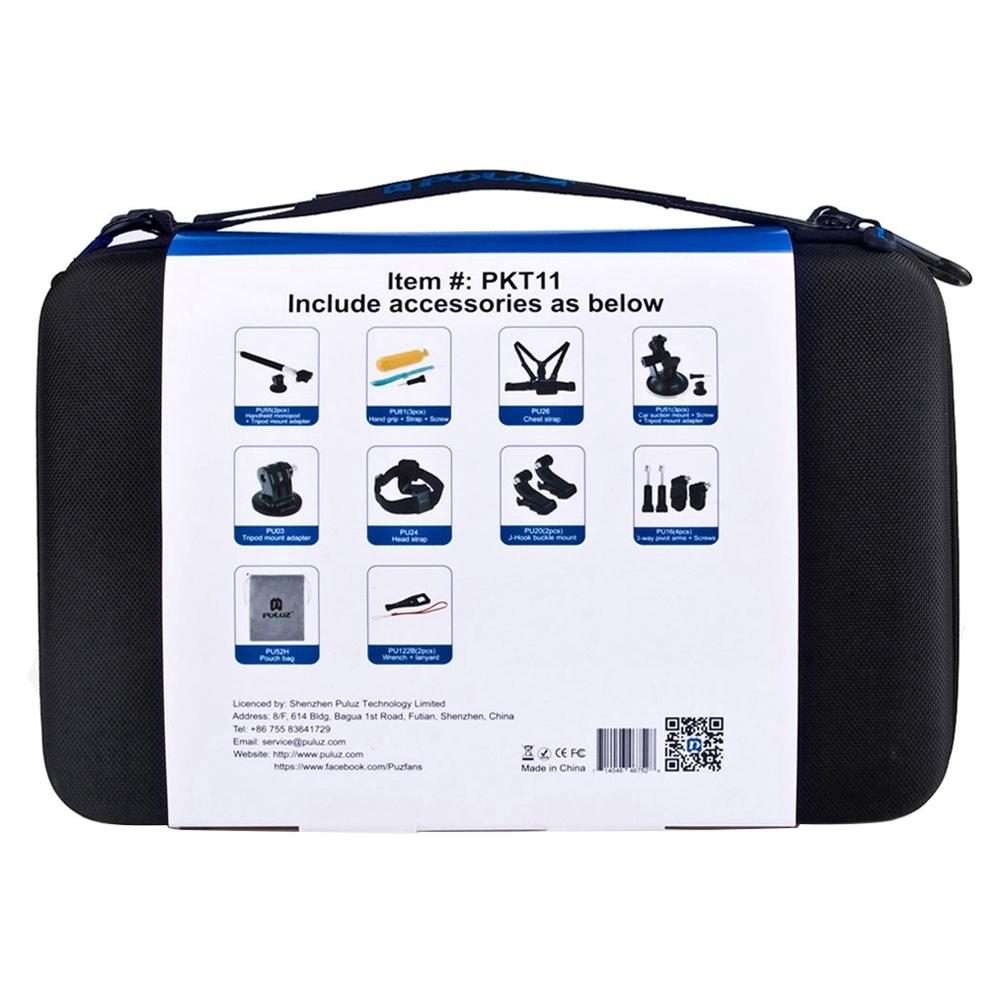 PULUZ 20 in 1 Accessories Combo Kits with EVA Case (Chest Strap + Head Strap + Suction Cup Mount +