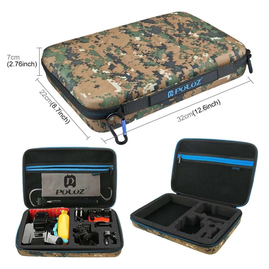 PULUZ 53 in 1 Accessories Total Ultimate Combo Kits with Camouflage EVA Case (Chest Strap + Suctio