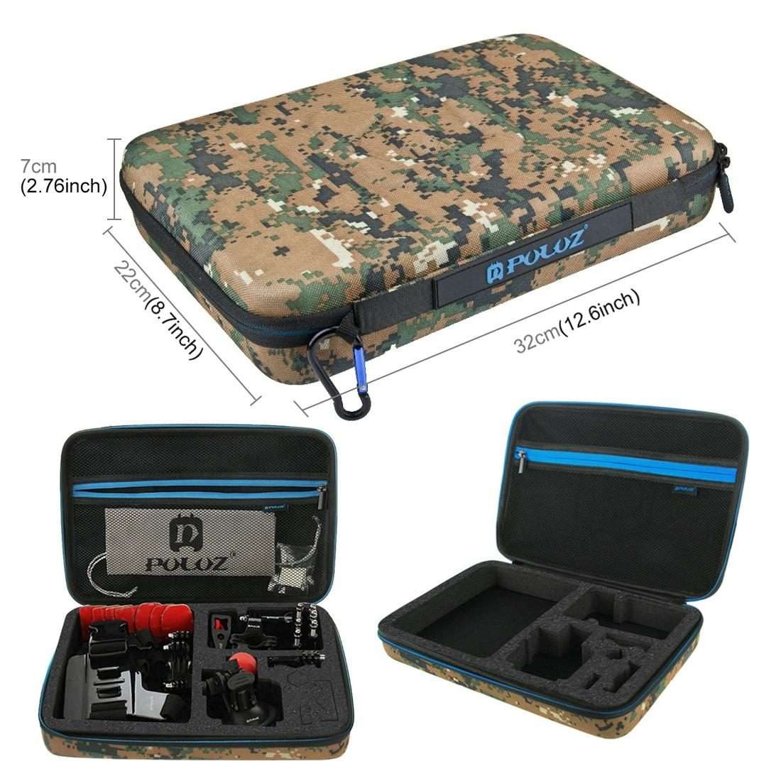 PULUZ 45 in 1 Accessories Ultimate Combo Kits with Camouflage EVA Case (Chest Strap + Suction Cup