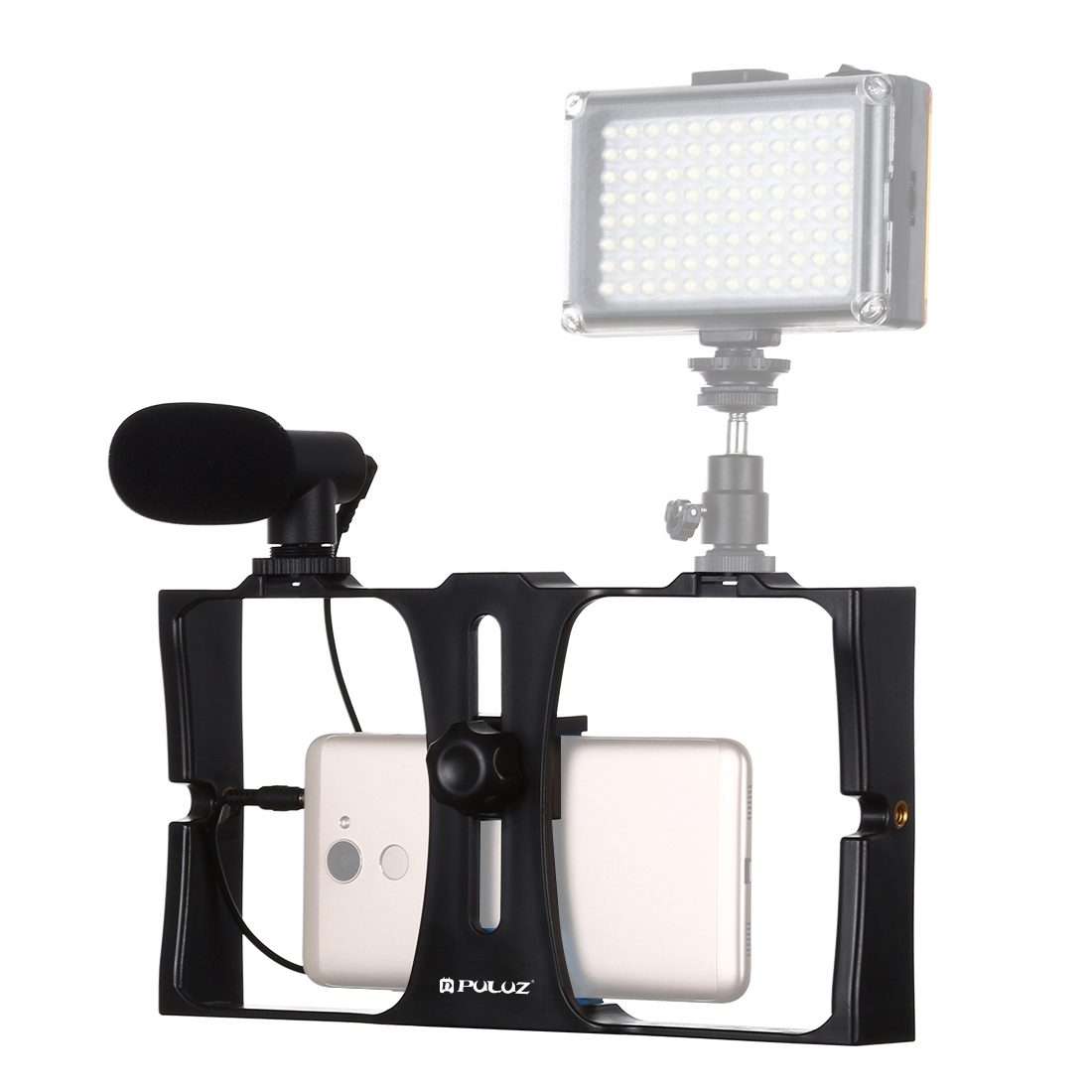PULUZ 2 in 1 Live Broadcast Smartphone Video Rig + Microphone Kits for iPhone, Galaxy ... (Blue)
