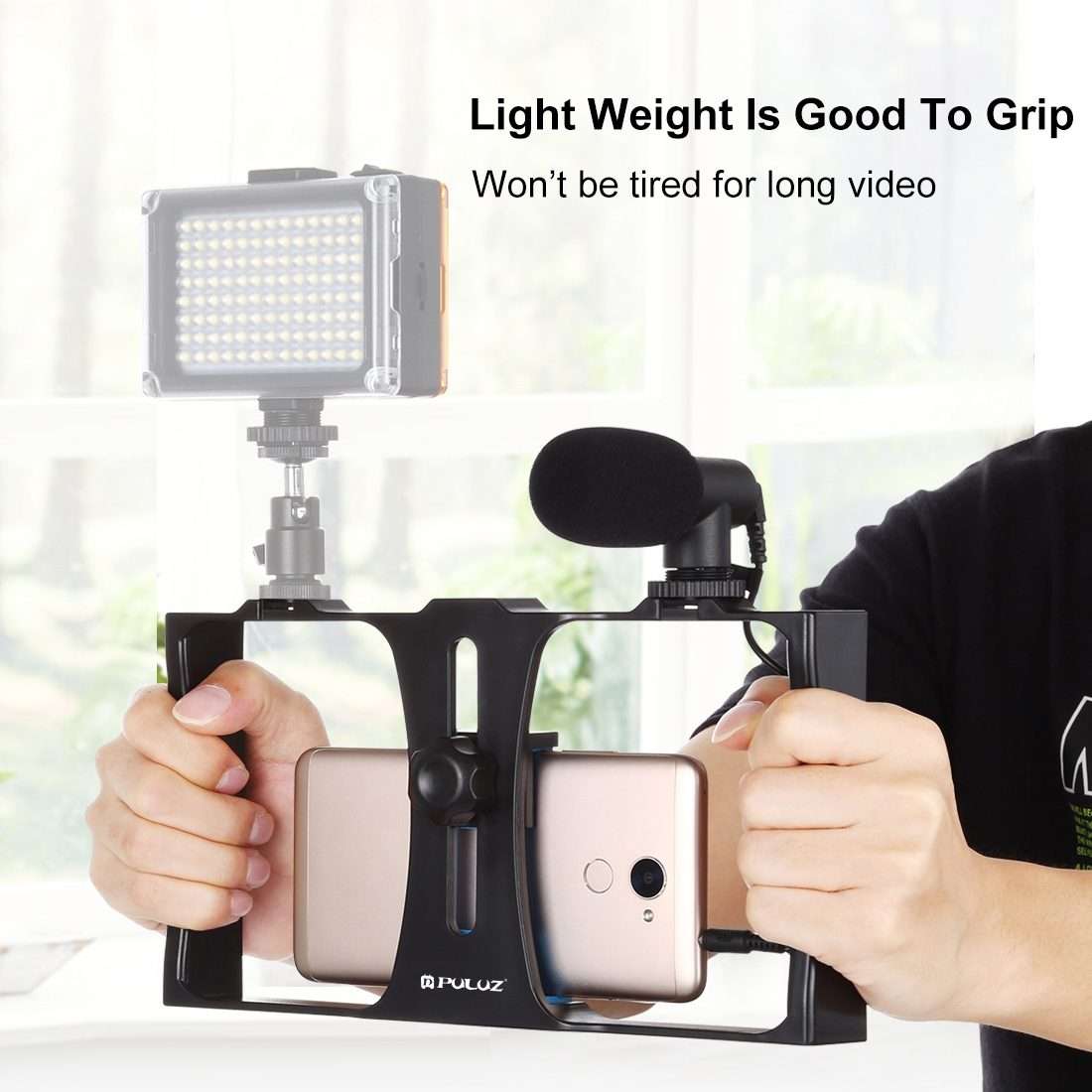 PULUZ 2 in 1 Live Broadcast Smartphone Video Rig + Microphone Kits for iPhone, Galaxy ... (Blue)