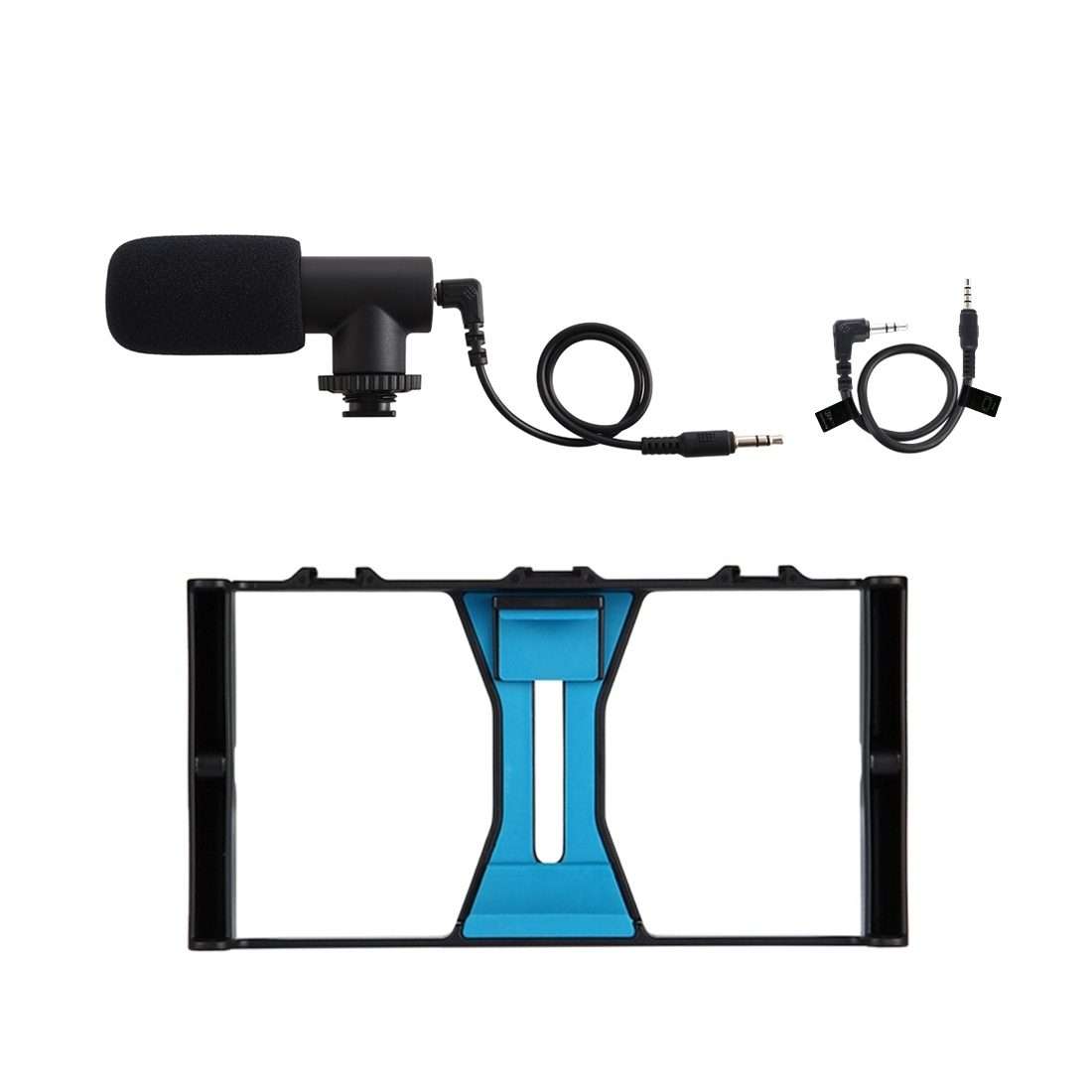 PULUZ 2 in 1 Live Broadcast Smartphone Video Rig + Microphone Kits for iPhone, Galaxy ... (Blue)
