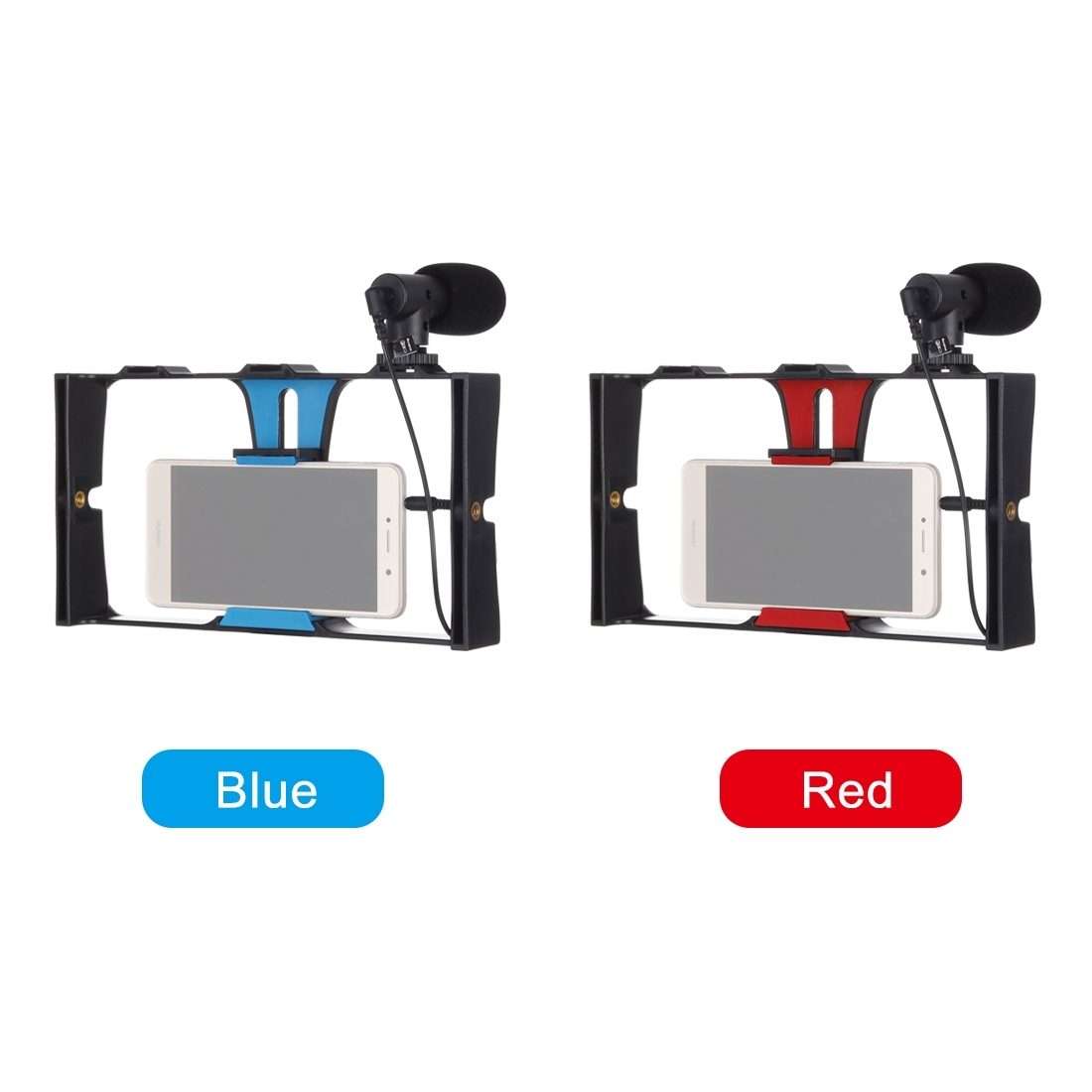 PULUZ 2 in 1 Live Broadcast Smartphone Video Rig + Microphone Kits for iPhone, Galaxy ... (Blue)