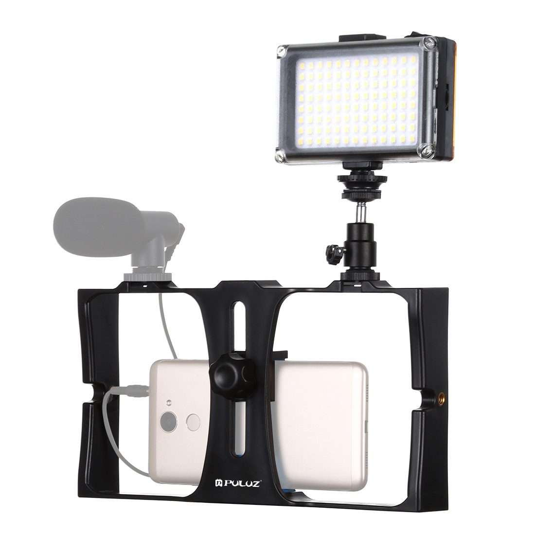 PULUZ 2 in 1 Vlogging Live Broadcast LED Selfie Light Smartphone Video Rig Kits with Co ... (Blue)