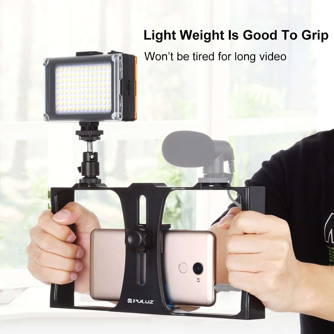 PULUZ 2 in 1 Vlogging Live Broadcast LED Selfie Light Smartphone Video Rig Kits with Co ... (Blue)