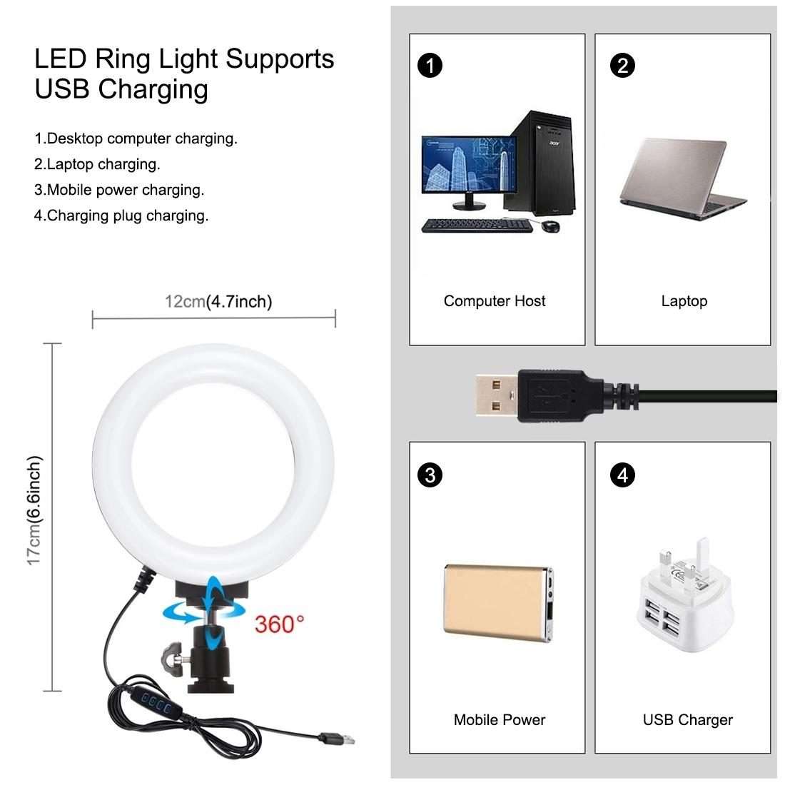 PULUZ 4 in 1 Vlogging Live Broadcast Smartphone Video Rig + 4.7 inch 12cm Ring LED Self ... (Blue)