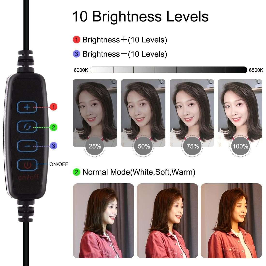 PULUZ 4 in 1 Vlogging Live Broadcast Smartphone Video Rig + 4.7 inch 12cm Ring LED Selfi ... (Red)