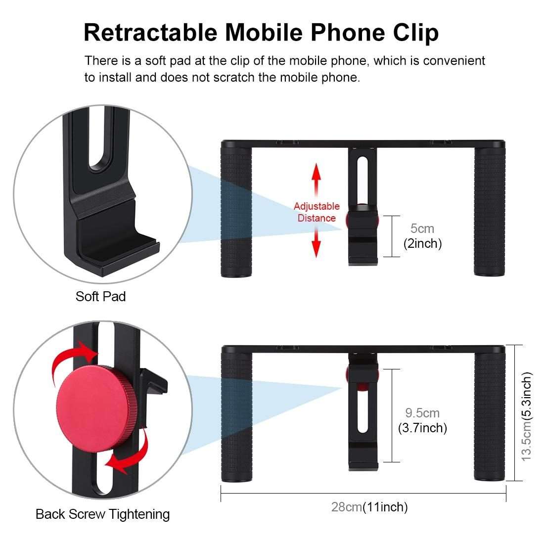 PULUZ 4 in 1 Vlogging Live Broadcast 4.7 inch 12cm Ring LED Selfie Light Smartphone Video Rig Hand