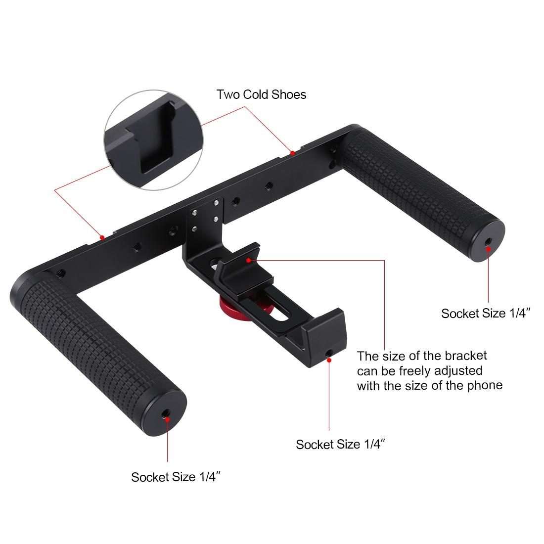 PULUZ 4 in 1 Vlogging Live Broadcast 4.7 inch 12cm Ring LED Selfie Light Smartphone Video Rig Hand