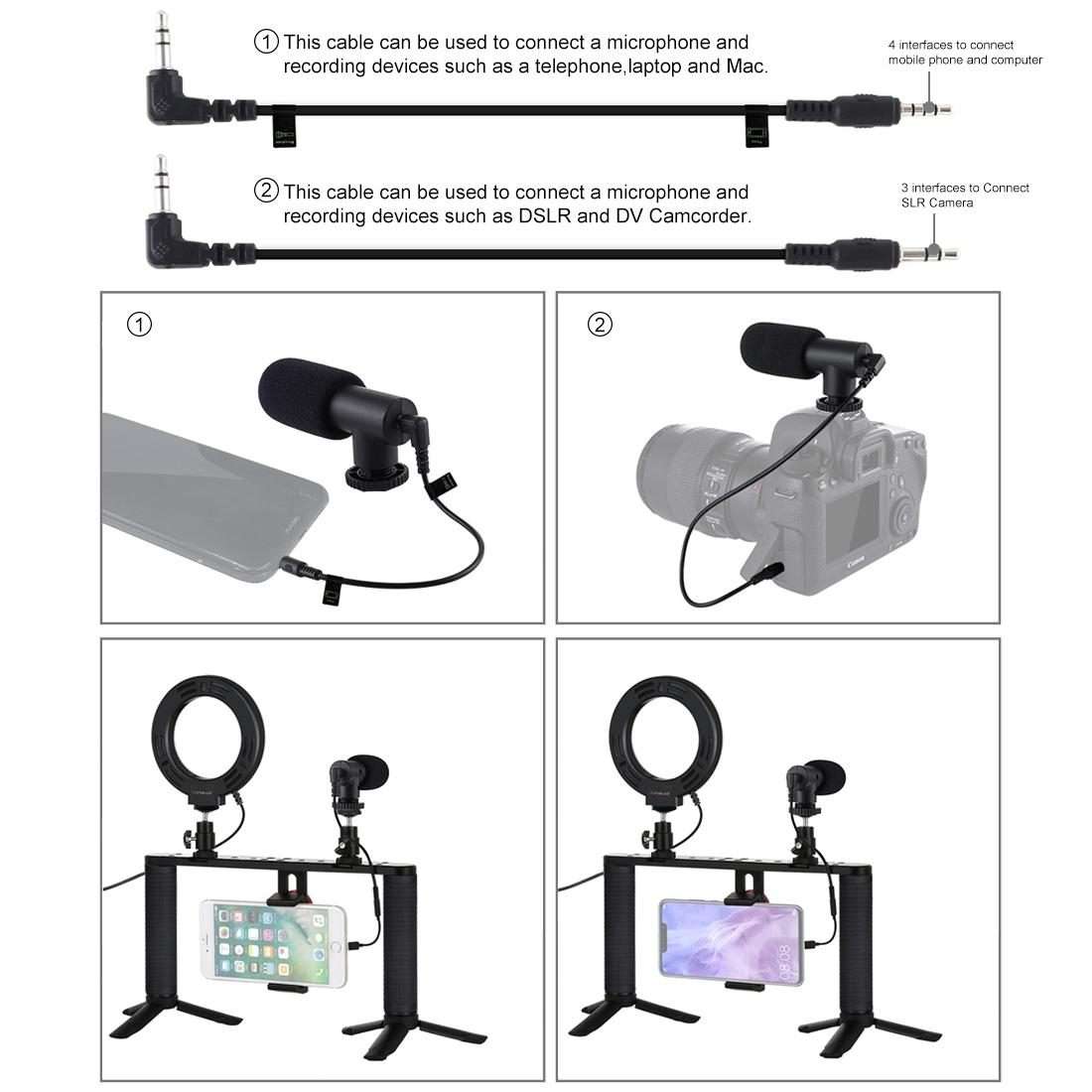 PULUZ 4 in 1 Vlogging Live Broadcast 4.7 inch 12cm Ring LED Selfie Light Smartphone Video Rig Hand
