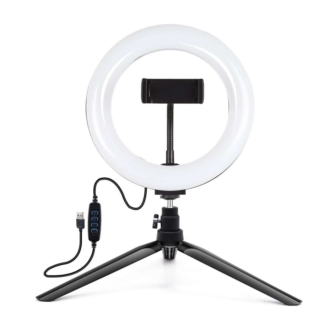 PULUZ 7.9 inch 20cm Light + Desktop Tripod Mount USB 3 Modes Dimmable Dual Color Tempe ... (Black)