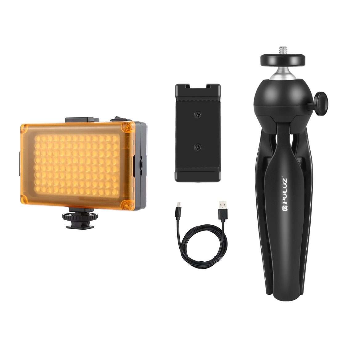 PULUZ Live Broadcast Smartphone Video Light Vlogger Kits with LED Light + Tripod Mount ... (Black)