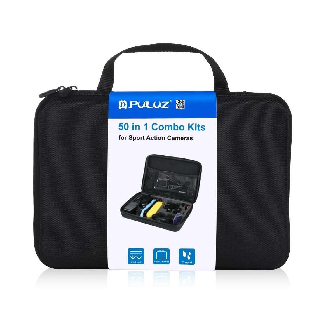 PULUZ 50 in 1 Accessories Total Ultimate Combo Kits with EVA Case (Chest Strap + Suction Cup Mount