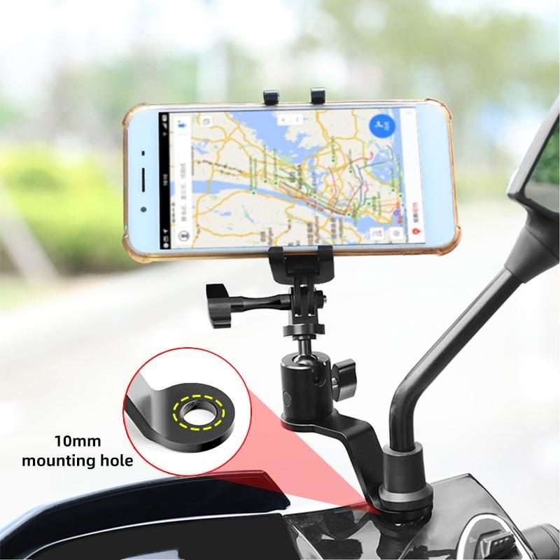 PULUZ Motorcycle Rearview Mirror Aluminum Alloy Action Camera Holder Mount (Black)