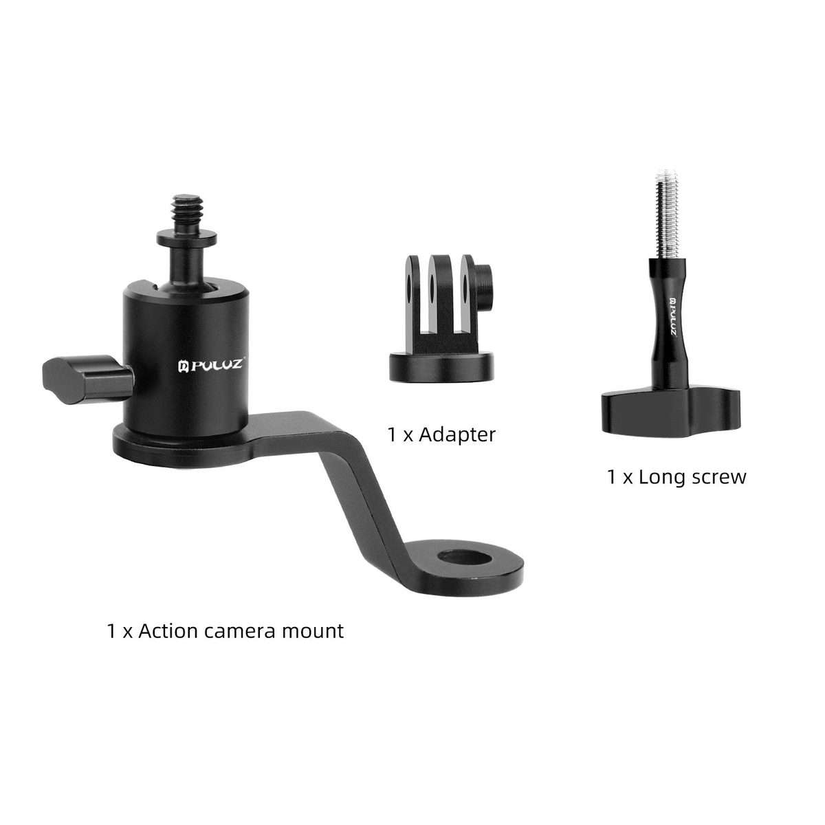 PULUZ Motorcycle Rearview Mirror Aluminum Alloy Action Camera Holder Mount (Black)