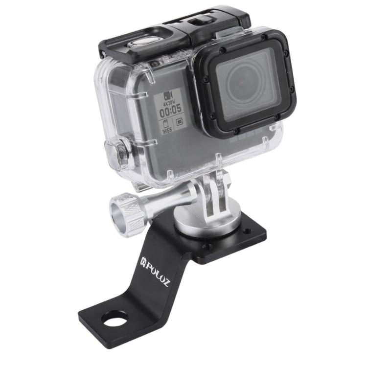 PULUZ Aluminum Alloy Motorcycle Fixed Holder Mount with Tripod Adapter & Screw for Go ... (Silver)