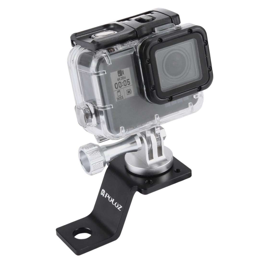 PULUZ Aluminum Alloy Motorcycle Fixed Holder Mount with Tripod Adapter & Screw for Go ... (Silver)