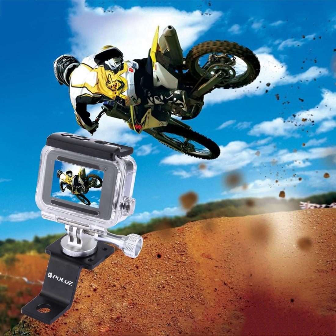 PULUZ Aluminum Alloy Motorcycle Fixed Holder Mount with Tripod Adapter & Screw for Go ... (Silver)
