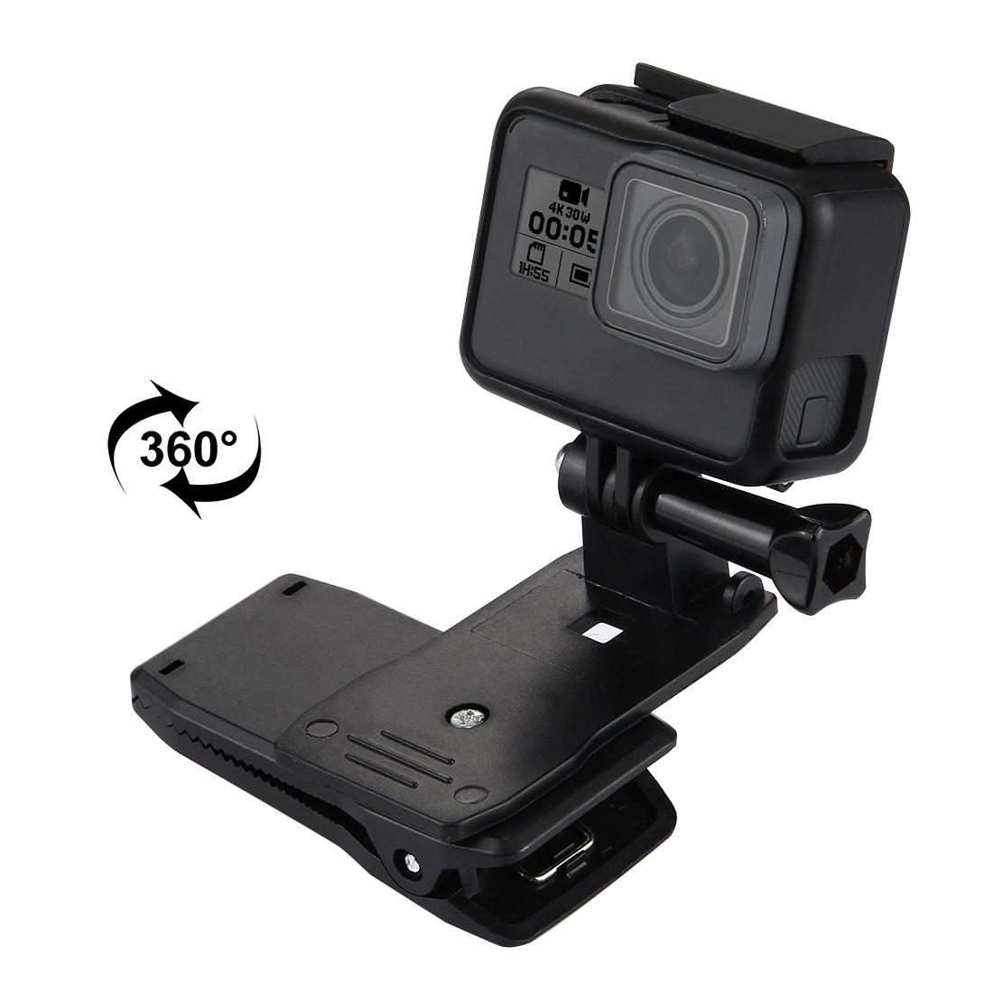 PULUZ 360 Degree Rotating Backpack Hat Rec-mounts Quick Release Clamp Mount for GoPro, Insta360, D