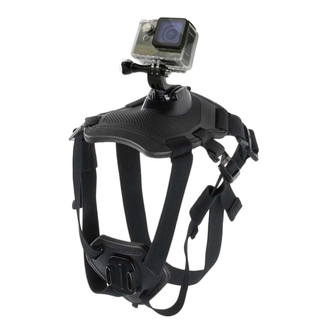 PULUZ Hound Dog Fetch Harness Adjustable Chest Strap Mount for GoPro, Insta360, DJI an ... (Black)