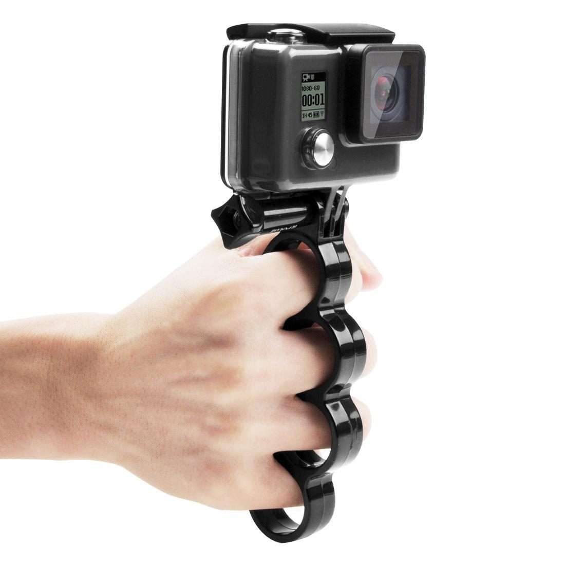 PULUZ Handheld Plastic Knuckles Fingers Grip Ring Monopod Tripod Mount with Thumb Scre ... (Black)