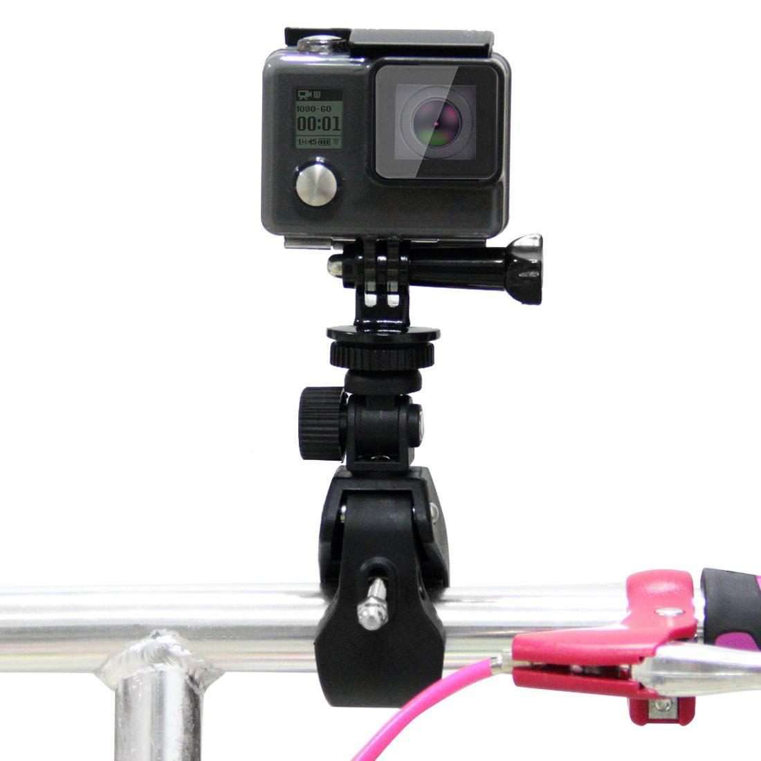 PULUZ Motorcycle Bicycle Handlebar Holder with Tripod Mount & Screw for GoPro, Insta36 ... (Black)