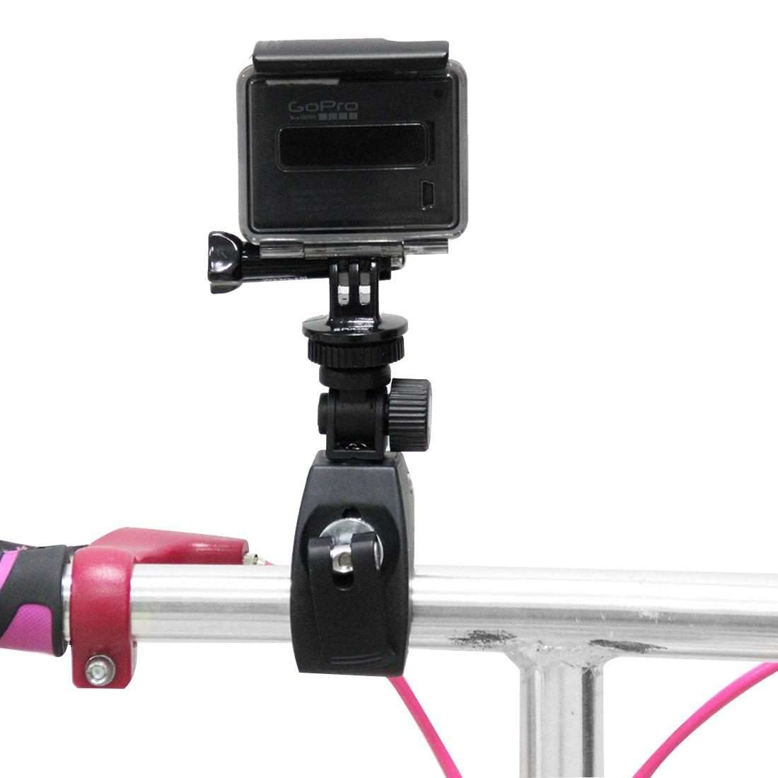 PULUZ Motorcycle Bicycle Handlebar Holder with Tripod Mount & Screw for GoPro, Insta36 ... (Black)