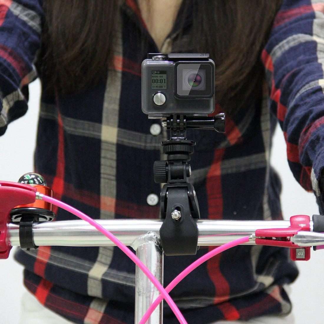 PULUZ Motorcycle Bicycle Handlebar Holder with Tripod Mount & Screw for GoPro, Insta36 ... (Black)