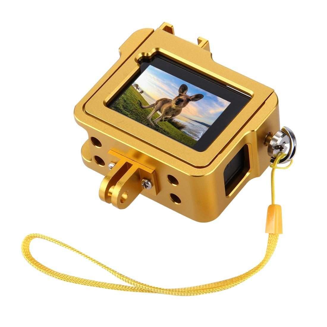PULUZ Housing Shell CNC Aluminum Alloy Protective Cage with Insurance Frame & 52mm UV L ... (Gold)