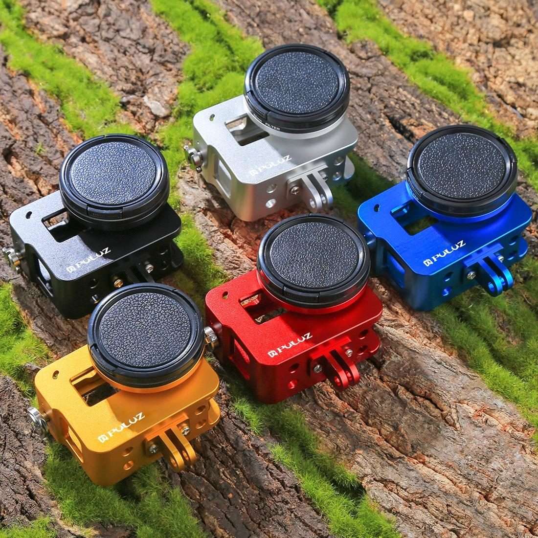 PULUZ Housing Shell CNC Aluminum Alloy Protective Cage with Insurance Frame & 52mm UV L ... (Gold)